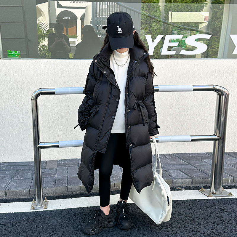 女童羽绒服长款90白鸭绒6-12岁中大童羽绒服洋气加厚保暖冬季外套