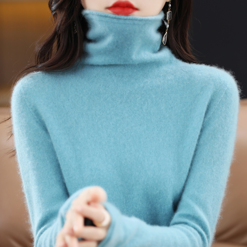 一线成衣纯色堆堆领羊毛衫女士百搭略宽松套头打底衫 23款春秋款