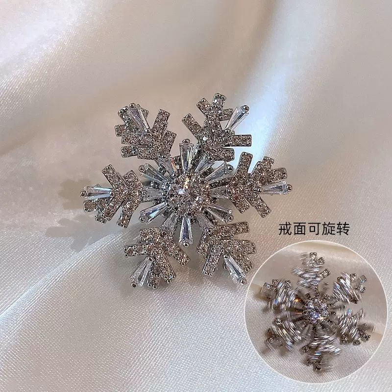 日韩网红旋转雪花戒指女个性指环尾戒Chic冷淡风开口关节戒食指戒