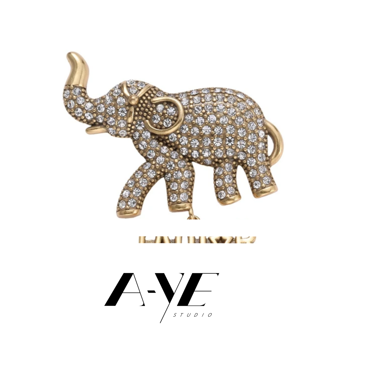 铜合金合成锆石胸针 元 - 字母D 小象满镶胸针 轻奢时尚可爱百搭