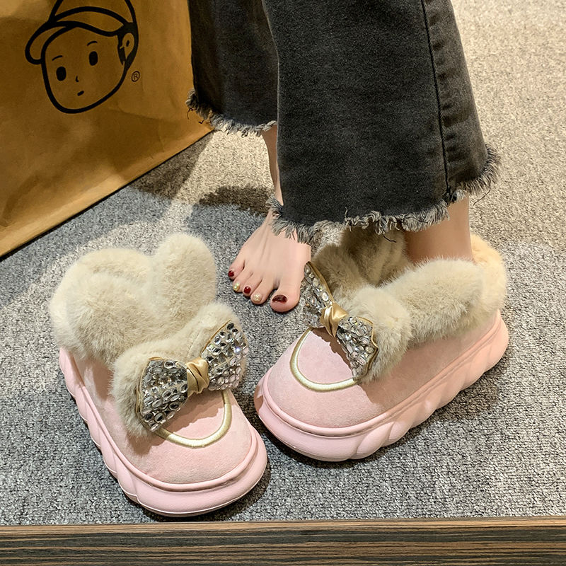 蝴蝶结包头棉拖鞋女2023年秋季新款爆款可爱加绒保暖ins棉拖鞋女
