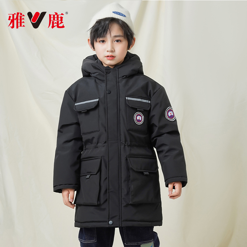 雅鹿童装2023新款儿童羽绒服男童中大童中小童工装防风极寒外套潮