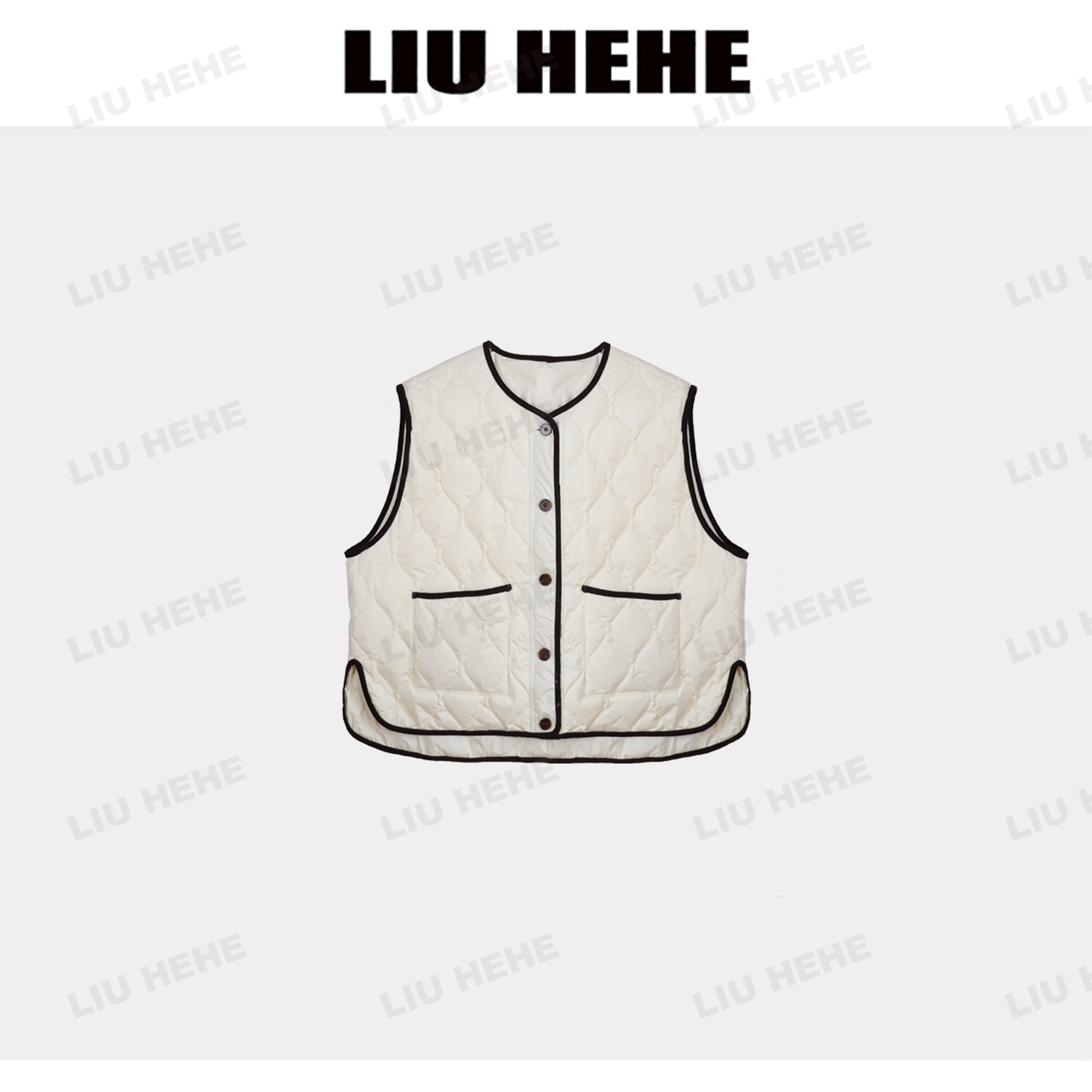 【呵呵家】1357手工包边 绗棉轻薄羽绒马甲女灯芯绒oversize