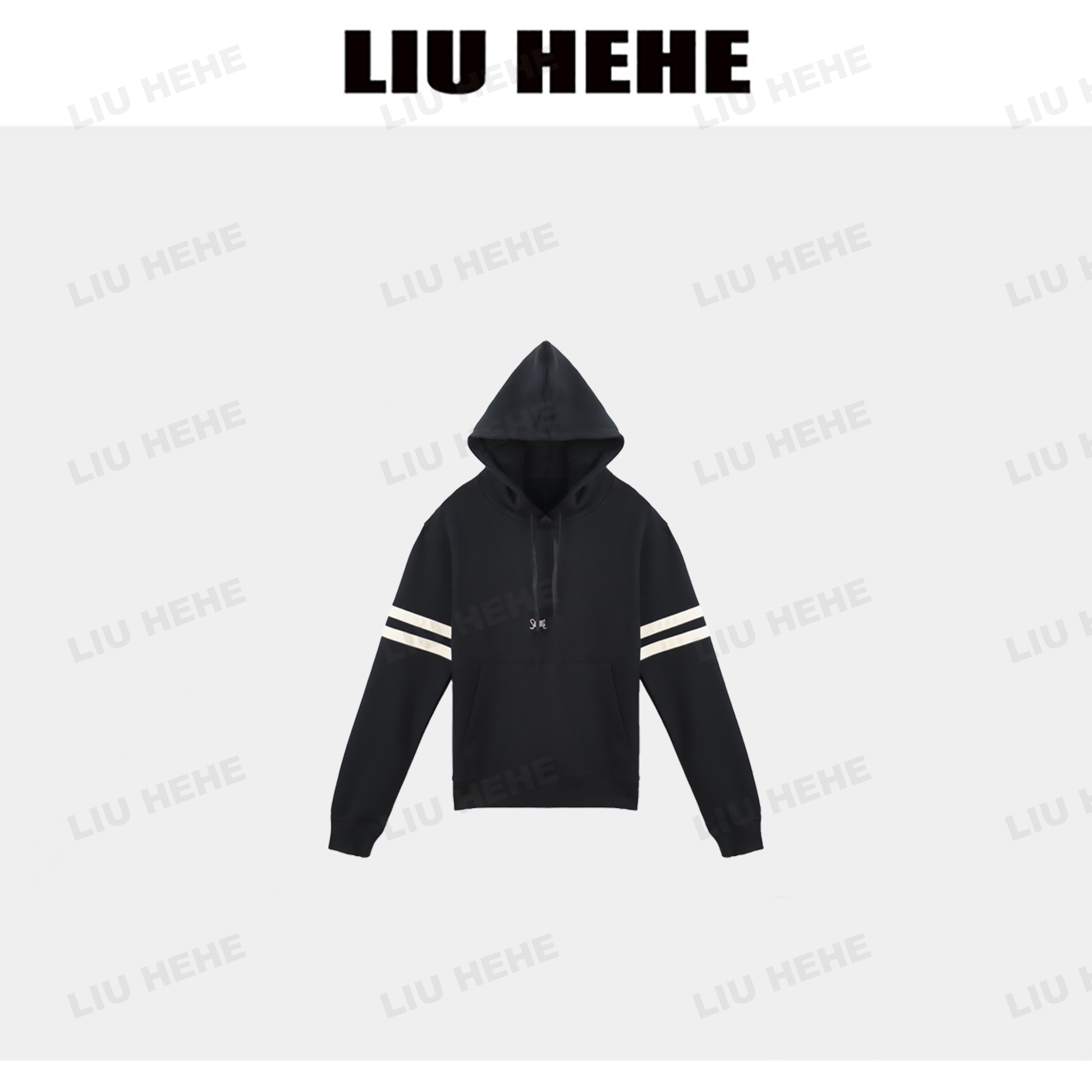 【呵呵家】树林新款 0605黑色字母刺绣连帽卫10605