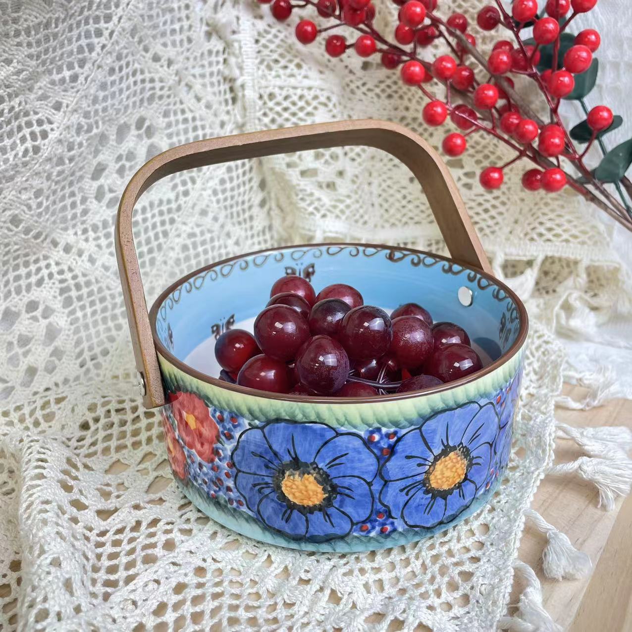 【SILISIA/出口原单】手绘琉璃蓝-6英寸水果圆碗