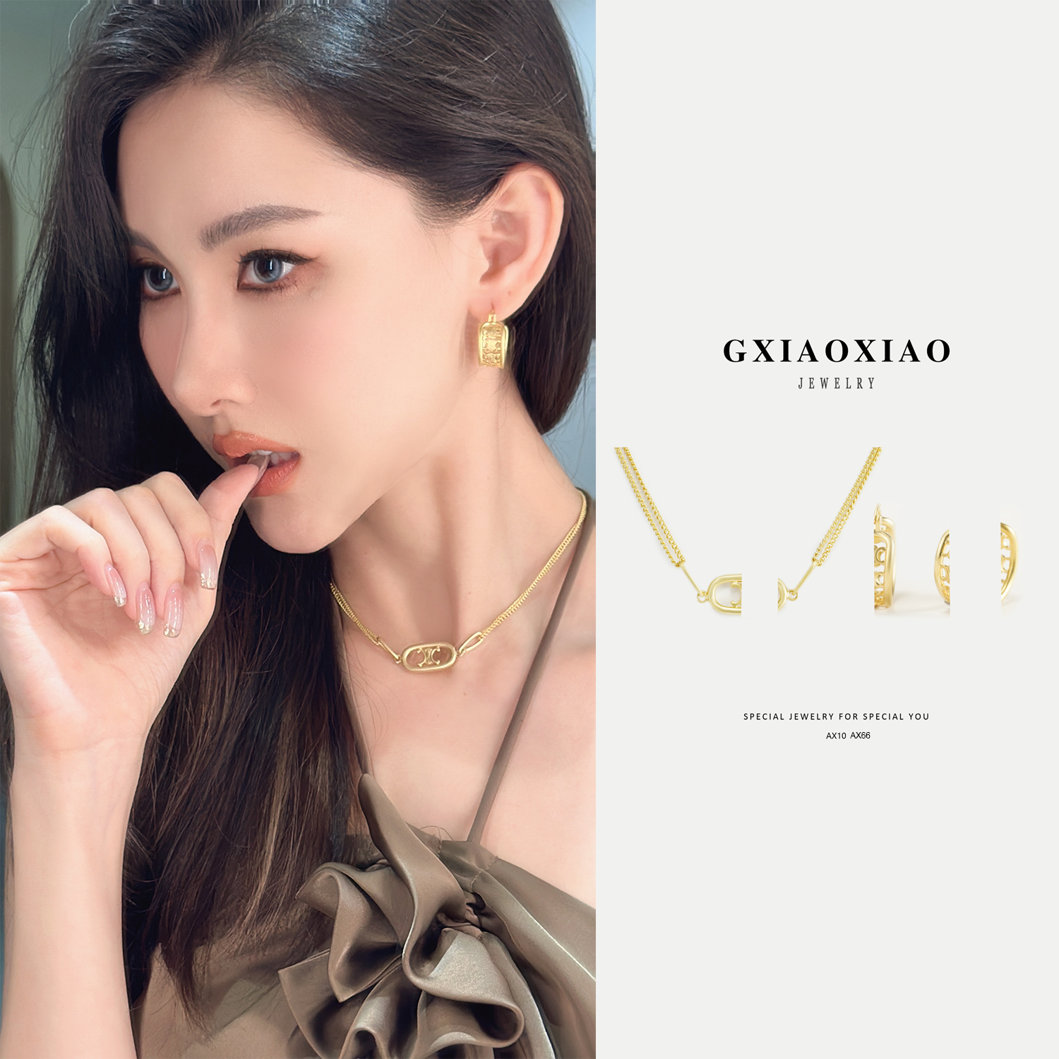 铜合金项链 GXX AX10 AH66 气质甜美轻奢时尚小众简约气质项链潮