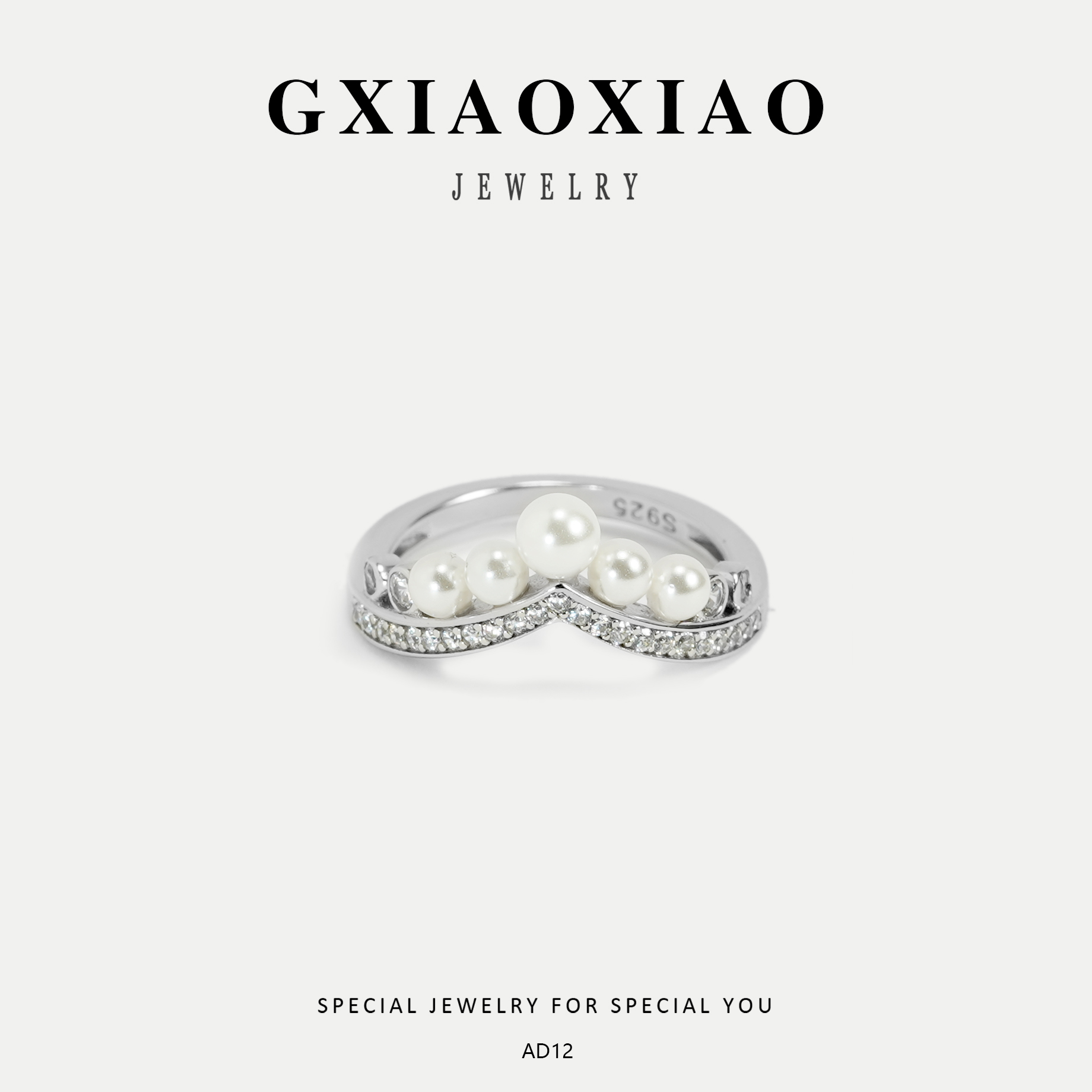 925银仿珍珠戒指 GXX AD12 夏季时尚高级不掉色轻奢气质戒指ins