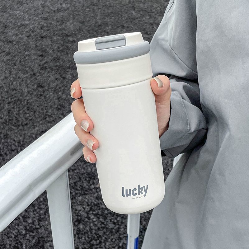 简约大容量保温杯男女士高颜值便携带茶隔不锈钢水杯学生运动杯子