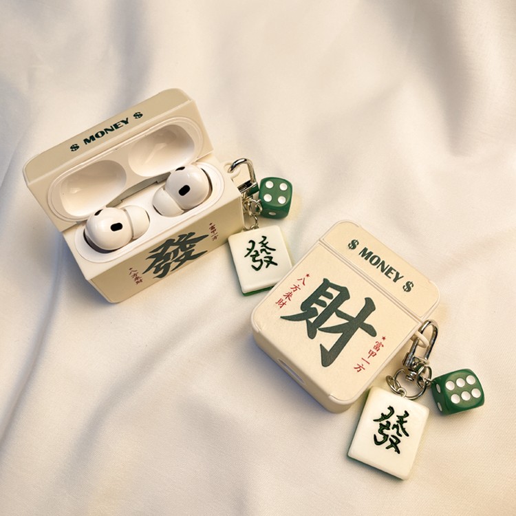發财文字airpodspro2耳机保护套12345代无线蓝牙耳机壳皮质软胶盒