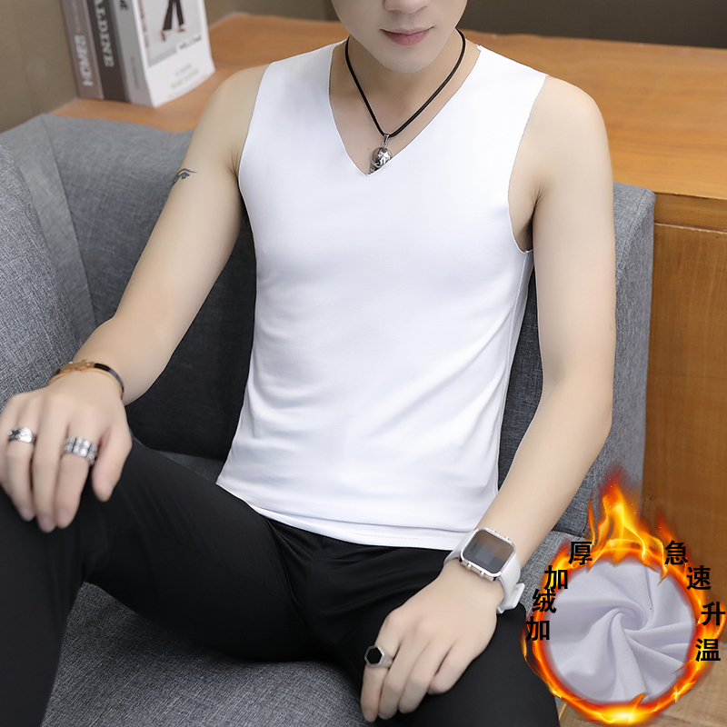 冬季保暖背心男德绒加绒内穿无痕秋衣紧身内搭弹力打底衫坎肩内衣