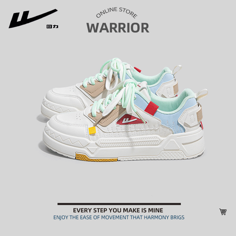 Warrior/回力低帮女鞋2024年春季新款厚底小白鞋百搭运动潮鞋板鞋