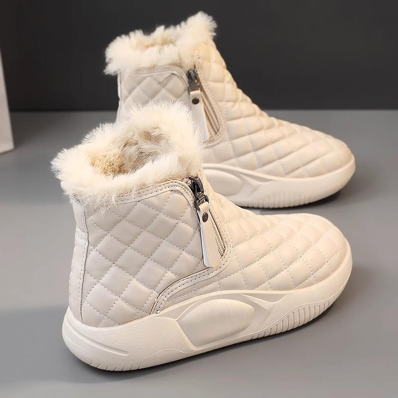 雪地靴女2023新款冬季加绒加厚东北棉鞋皮毛一体黑色短靴网红爆款