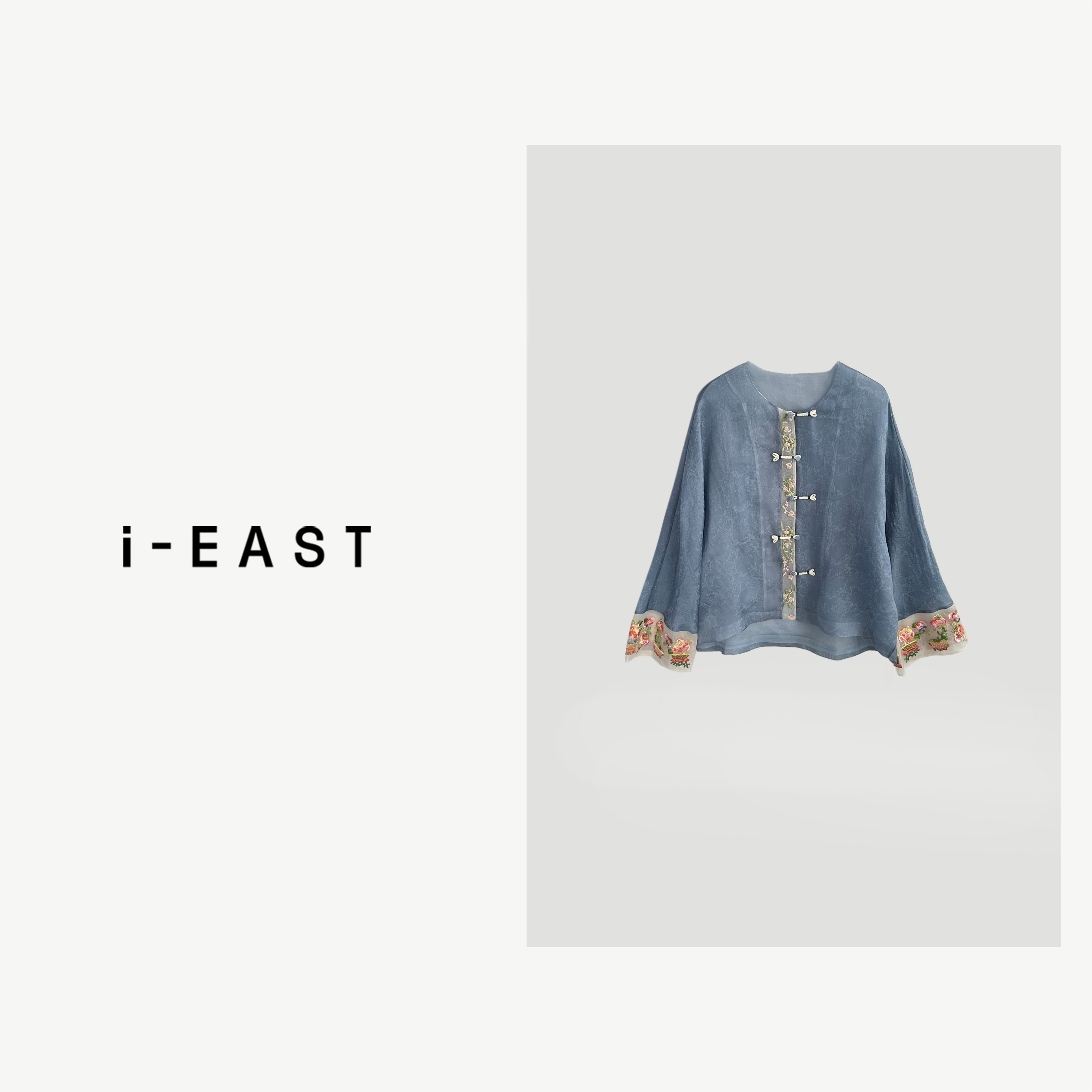 i-EAST 冰清玉痕~新中式刺绣提花开衫衬衫-4C  WT41595