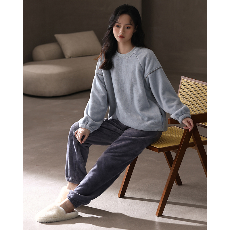 【保暖】珊瑚绒睡衣女冬季加绒加厚家居服长袖套头可外穿恒温套装