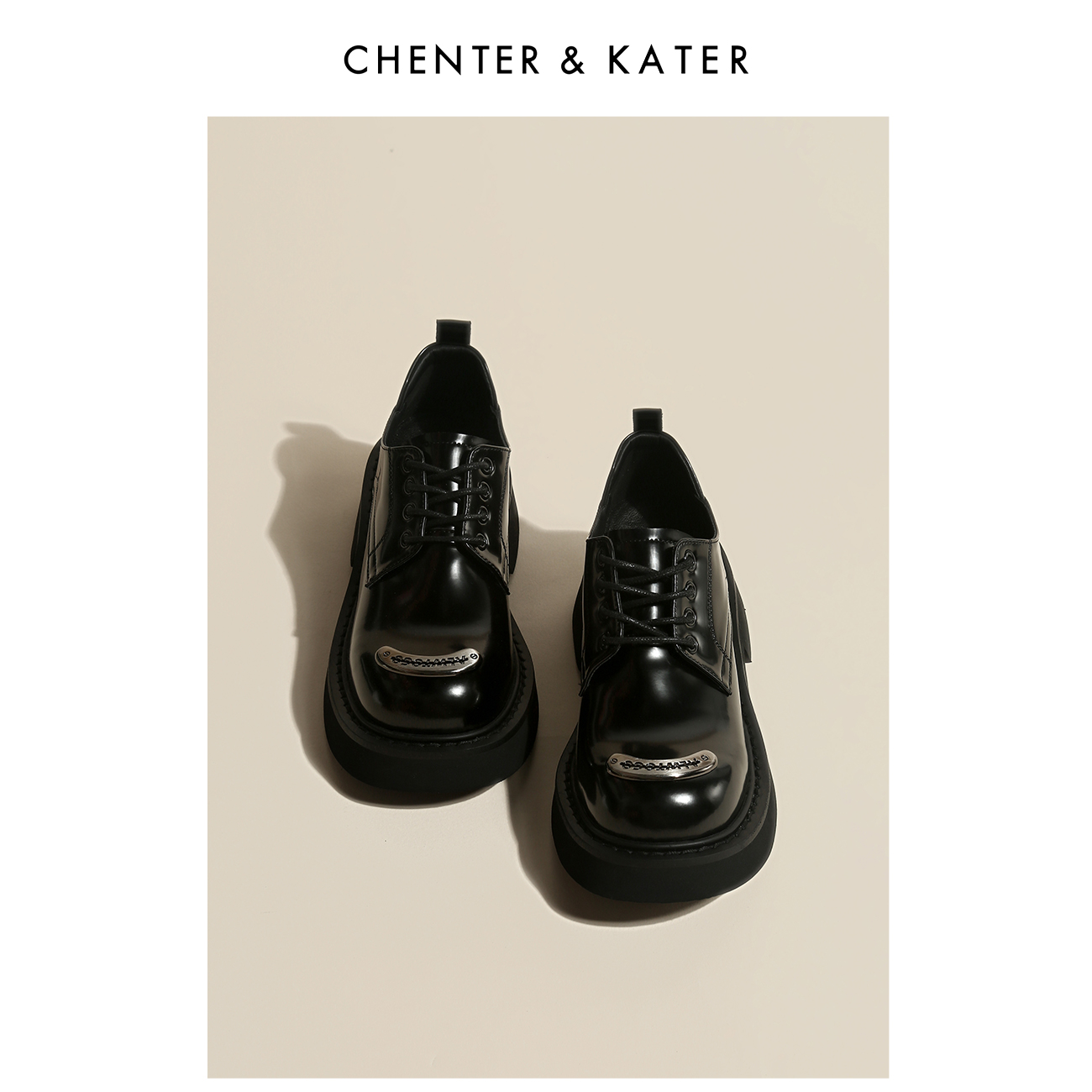 CHENTER&KATER休闲鞋 23年夏季新款英伦风漆皮厚底玛丽珍小皮鞋女