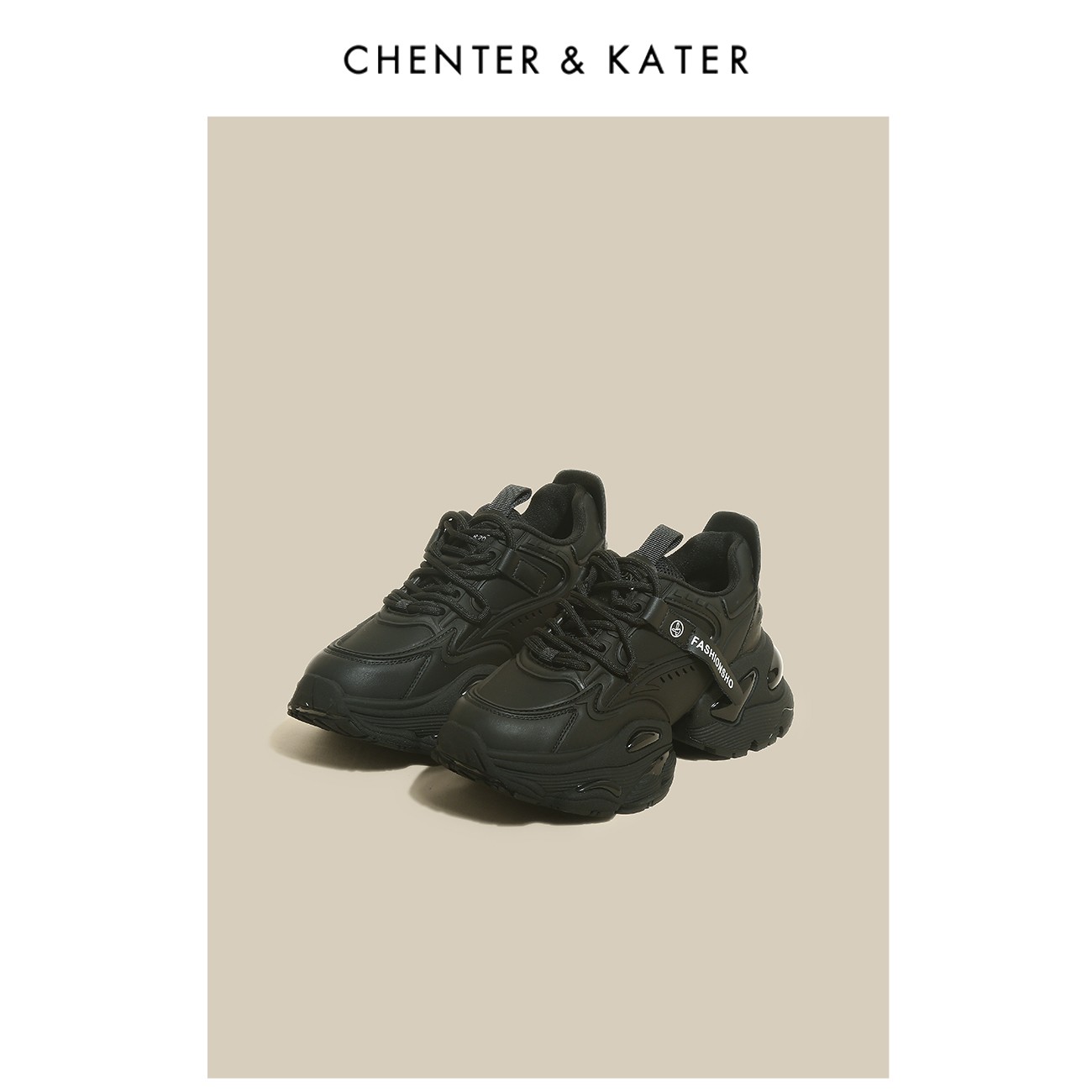CHENTER&KATER黑武士老爹鞋女款休闲运动鞋厚底2023秋季新款鞋子