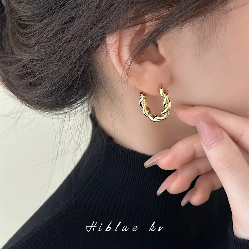 铜合金耳饰 小众设计感高级金色耳环圈圈女2023新款爆款耳饰耳圈
