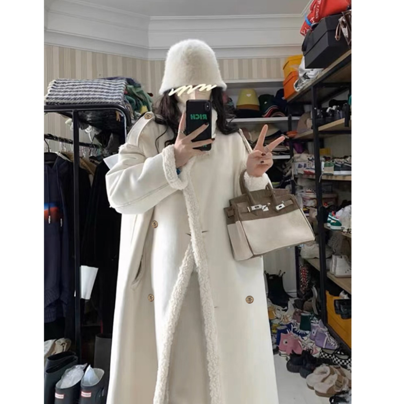 热恋千金 / 长款秘鲁苏力系毛毛拼接外套6038溯源好物