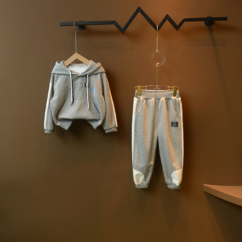 男童秋季套装儿童2023款设计师款连帽时尚中大童运动装-qk23046