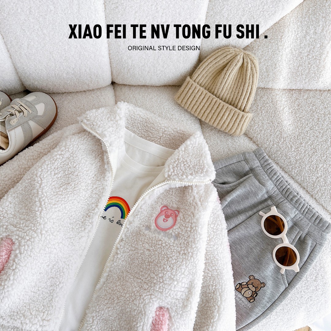 小菲特童装秋冬季新款女童装加绒保暖儿童毛毛外套BGYD25343