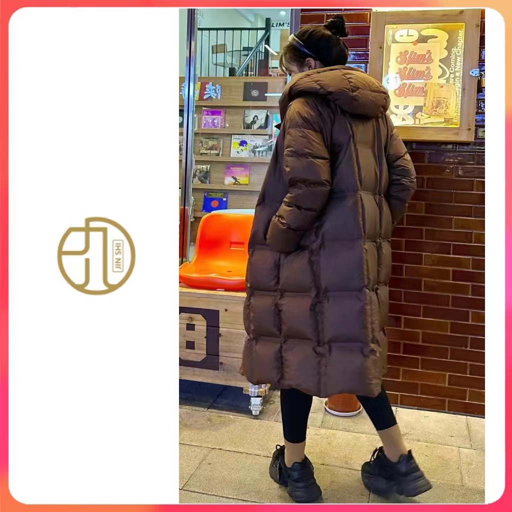 JIUER欧韩定制时尚方块面包加厚休闲百搭长款连帽款鹅绒服-23-2