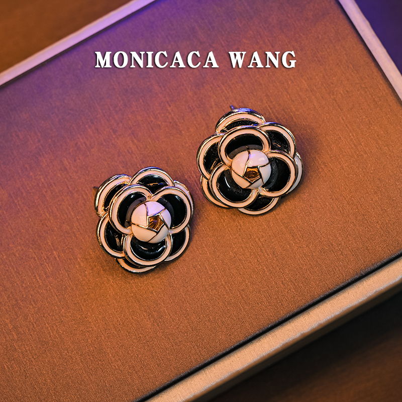 锌合金玻璃耳饰 【MONICACA WANG】轻奢山茶花耳饰HBMGH