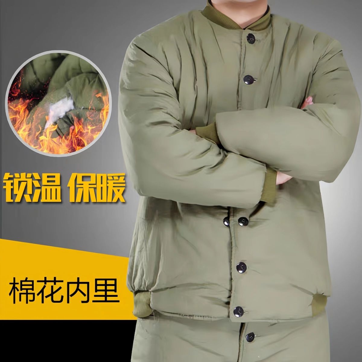 老式军棉袄老式短棉衣棉布白棉花男女冬季劳保防寒加厚保暖军棉袄