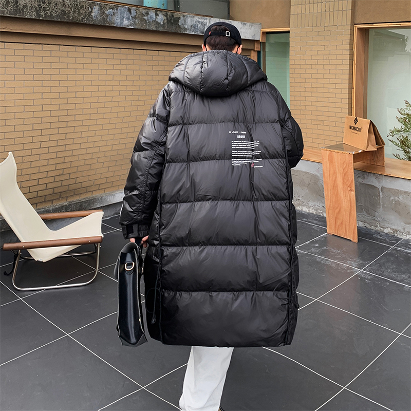 中长款连帽羽绒服男款冬季加厚潮牌羽绒衣青少年过膝保暖鸭绒外套