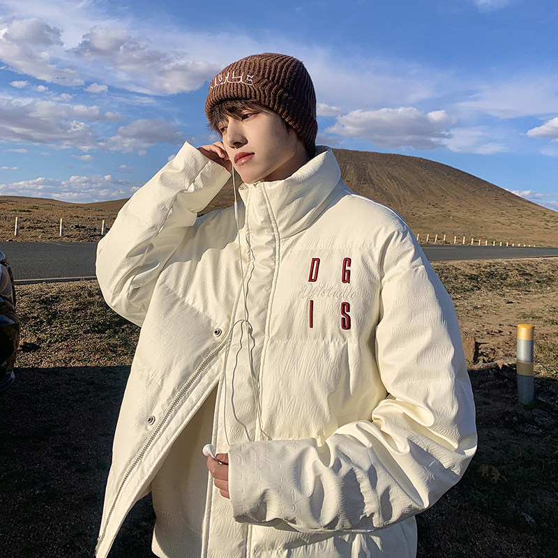 冬季重磅90白鸭绒羽绒服男学生加厚保暖宽松大码情侣款PU皮羽绒衣