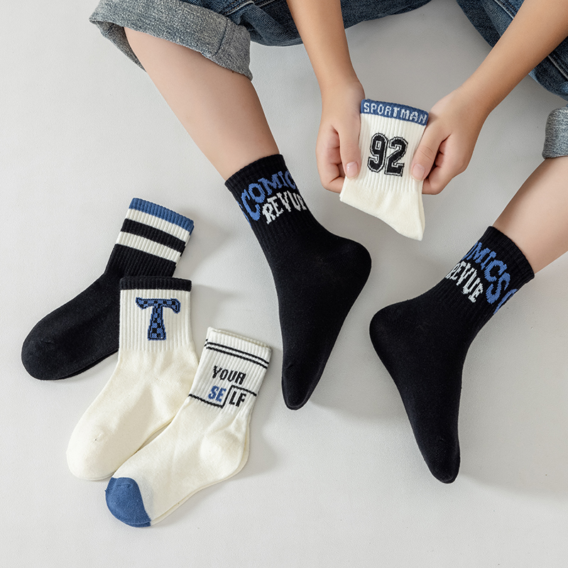 儿童袜子秋季棉袜男孩中大童宝宝1-12岁中筒春秋薄款潮流学生百搭