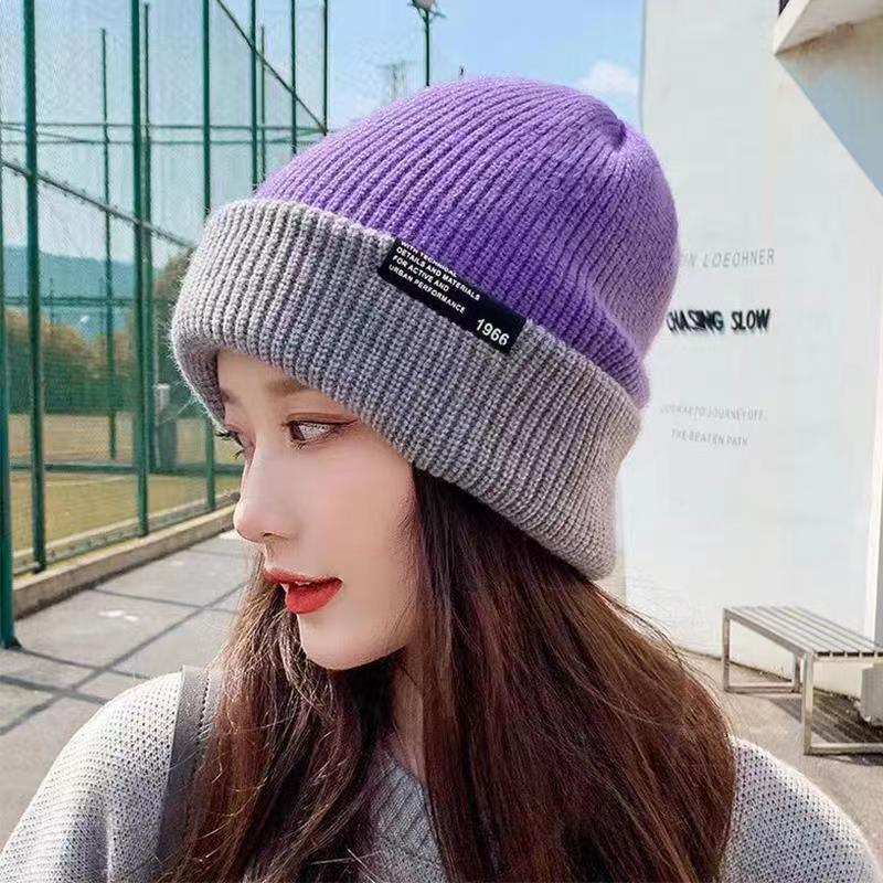 入冬神器时尚帽子女冬季加厚保暖针织帽韩版护耳双面带堆堆帽潮流