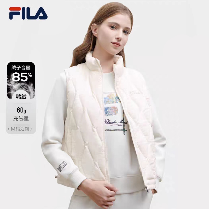 FILA斐乐女装【保暖立领羽绒马甲】冬季款百搭保暖外套F11W348903F