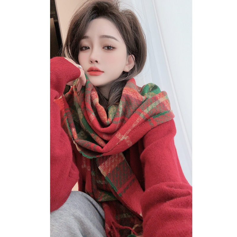 围巾【陈.CHEN】冬季节日氛围感围巾女式保暖