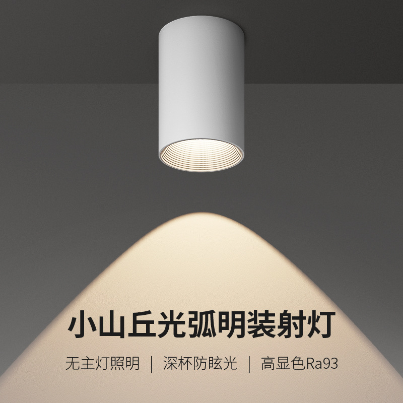 明装筒灯led长桶家用防眩射灯免开孔天花吸顶式北欧cob卧室过道灯
