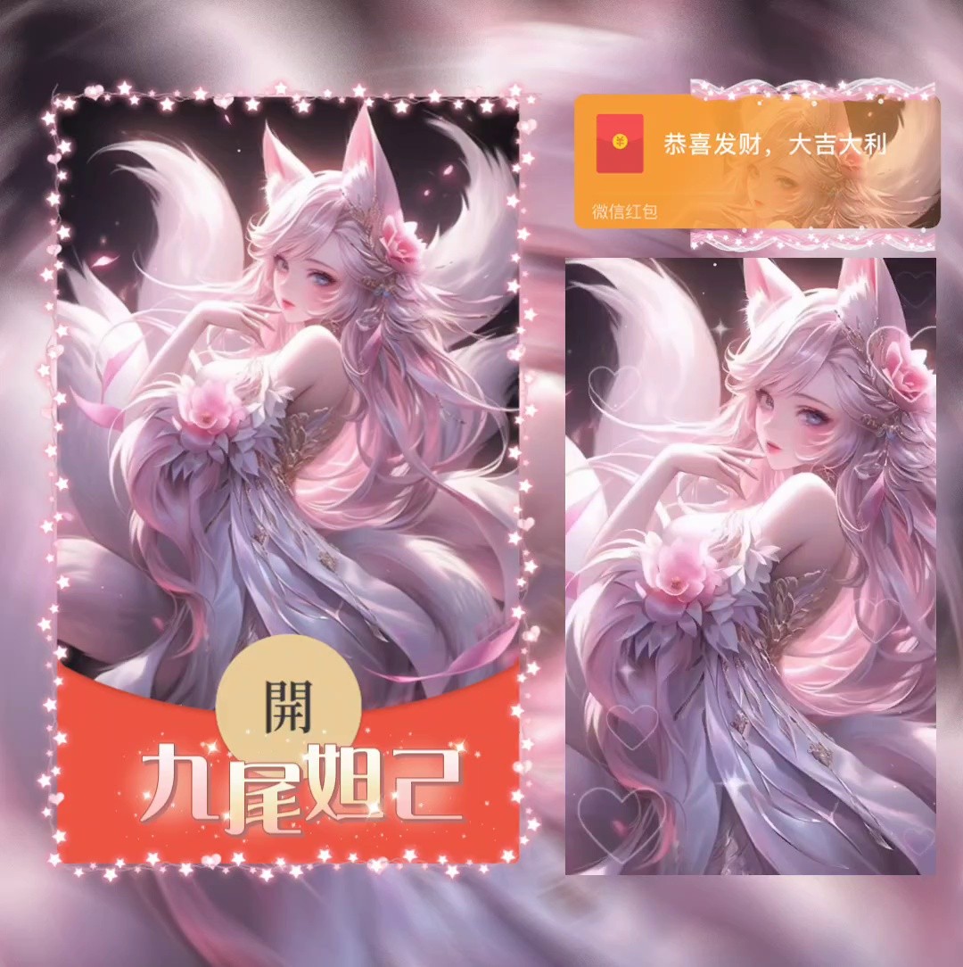 新年2024红包封面创意九尾妲己皮肤红包带声音设计服务//