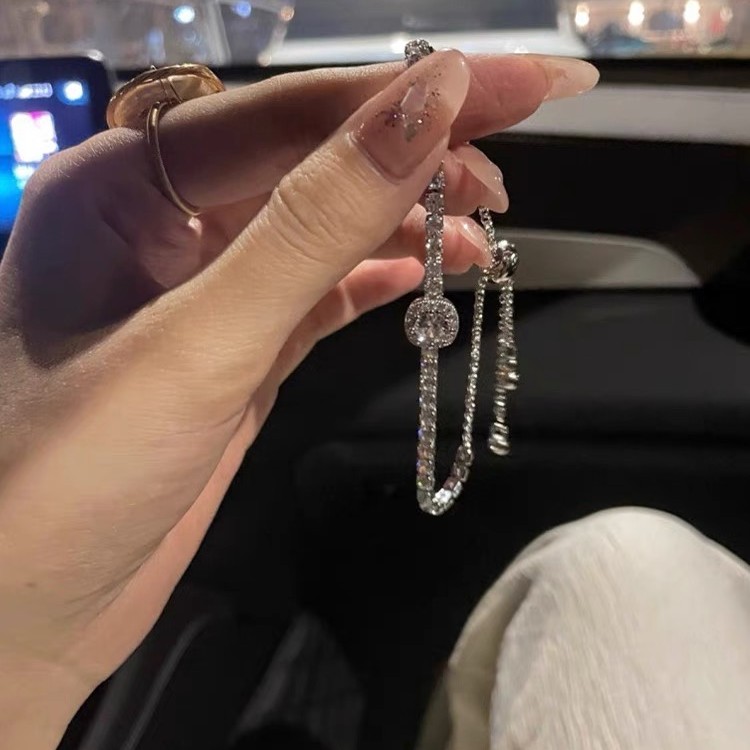 铜合金合成锆石手链 满钻设计小众高级感手链女生轻奢ins风气质