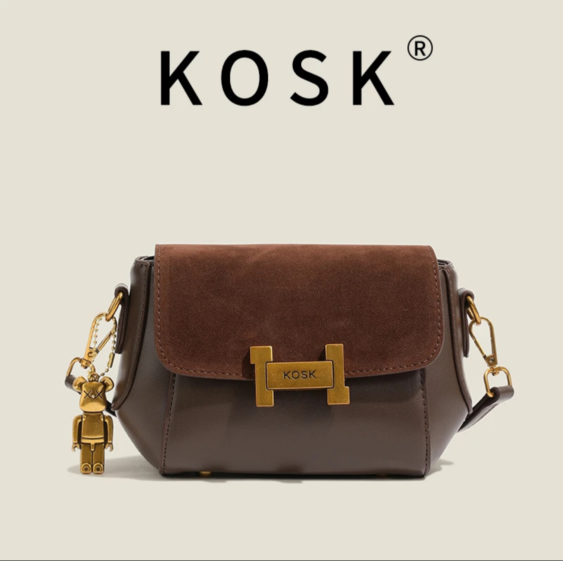 KOSK/KOSK高级质感包女新款百搭小方包复古洋气通勤斜挎包y8738