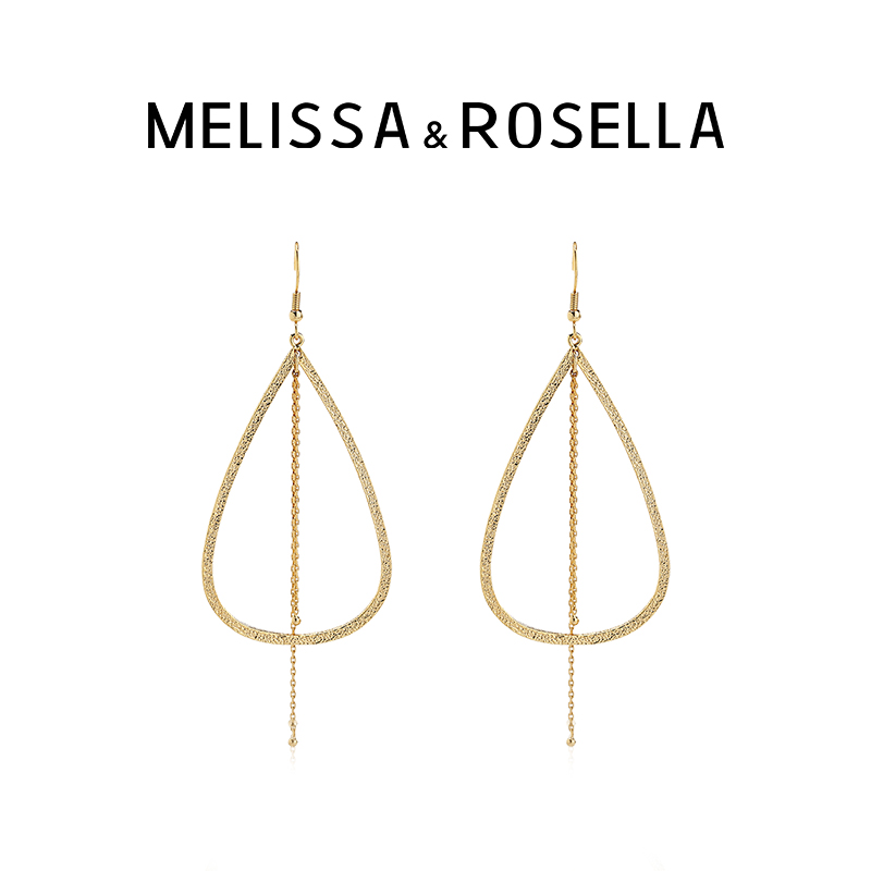 MELISSA&ROSELLA 铜合金耳饰 捶打纹水滴个性时尚流苏耳环金色ins