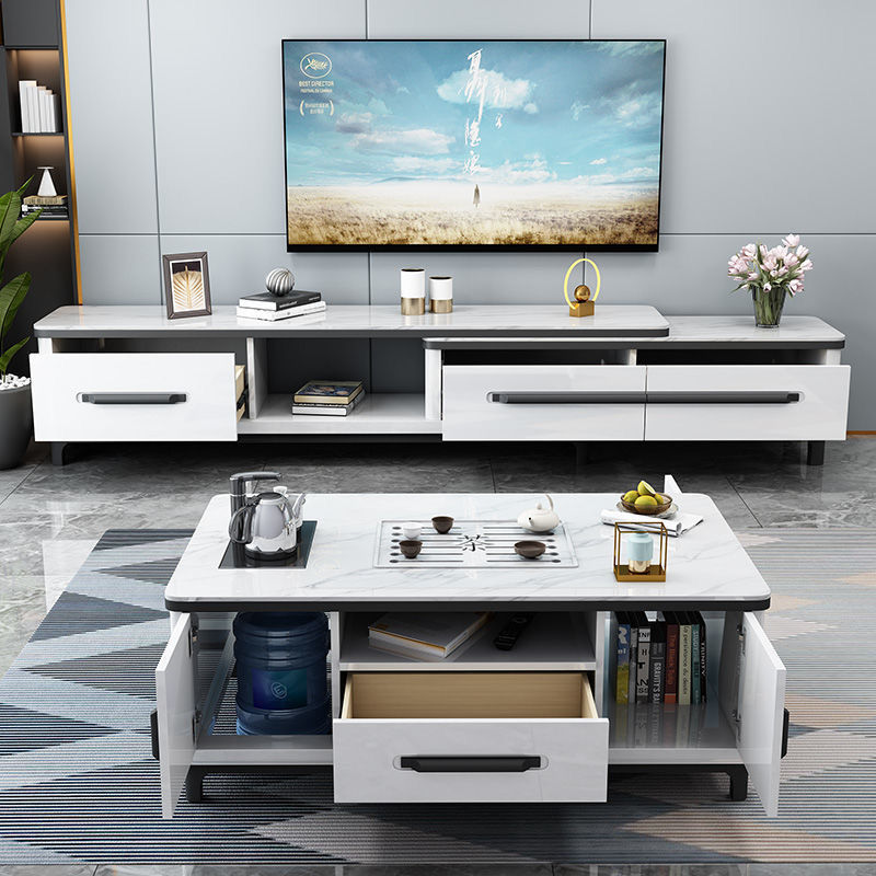 岩板功夫茶几电视柜组合现代简约茶几多功能茶几客厅家用泡茶茶几