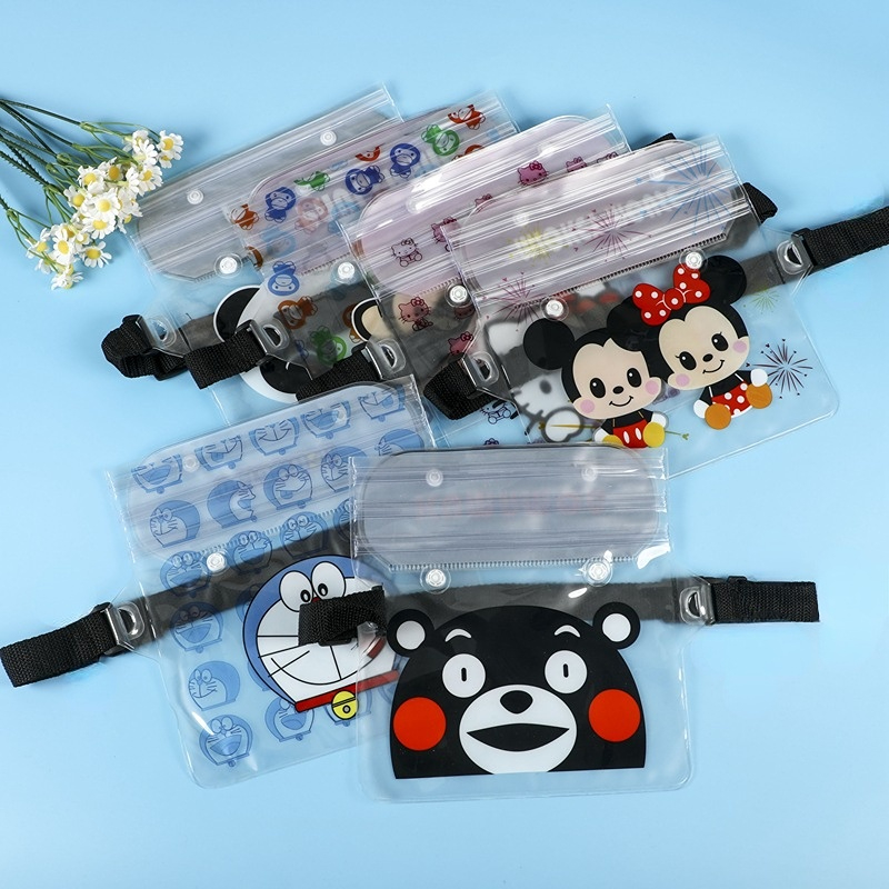卡通可爱手机防水袋透明磨砂袋漂流沙滩游泳腰包大容量手机包