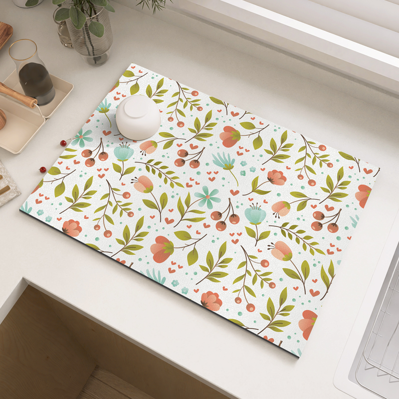 家用厨房吸水台面垫硅藻泥沥水垫吸水防滑茶台碗盘隔热垫支持定制