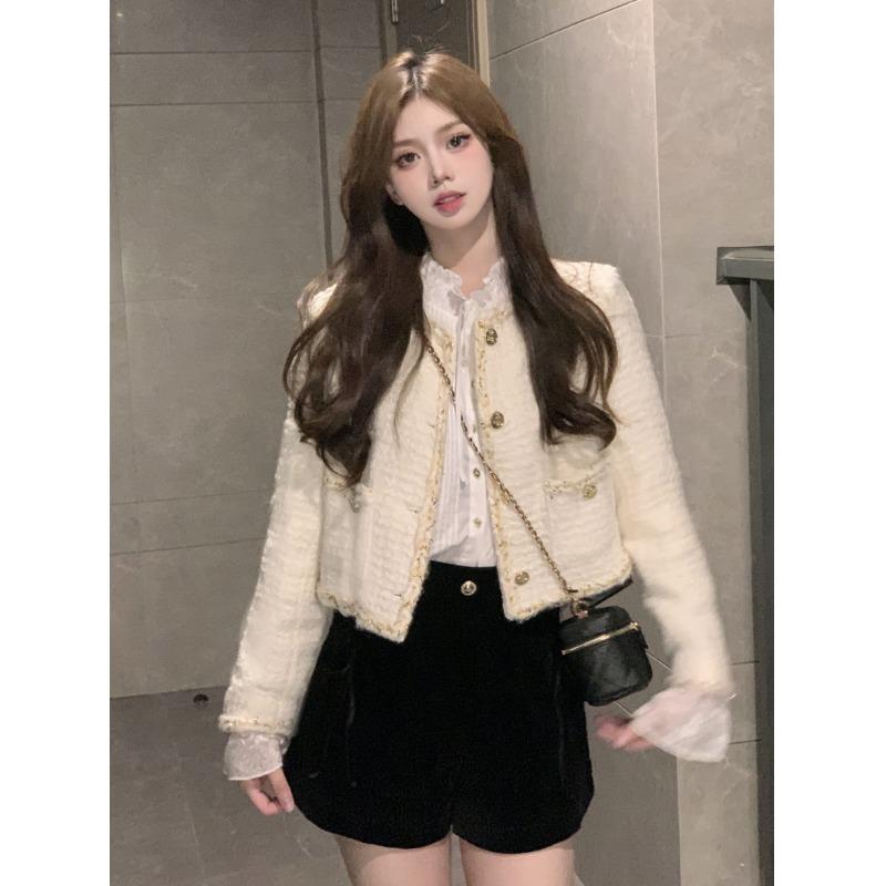 时尚秋冬富家千金名媛百搭外套女2023新款小香风感气质短款洋气