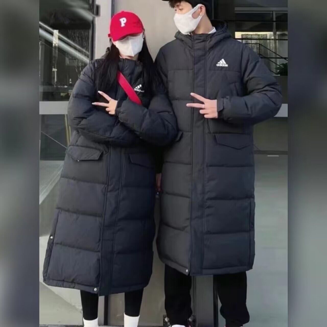 adidas/阿迪达斯男子舒适保暖连帽休闲运动中长款羽绒服