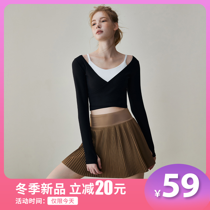 修身运动长袖女秋冬款2023新款跑步显瘦瑜伽服普拉提训练健身上衣