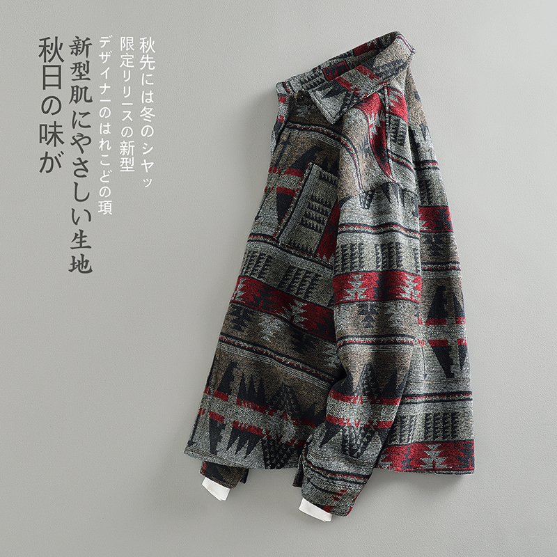 毛呢外套男春秋日系复古小香风格子夹克国潮oversize上衣男士衣服