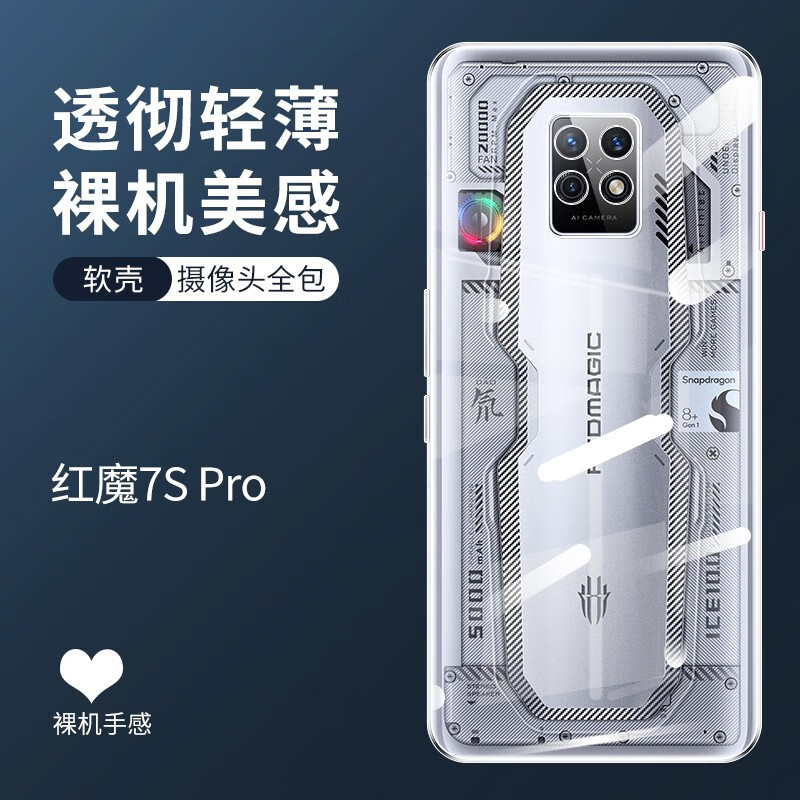 红魔7sPro手机壳镜头全包防摔努比亚保护套超薄透明软硅胶散热男7