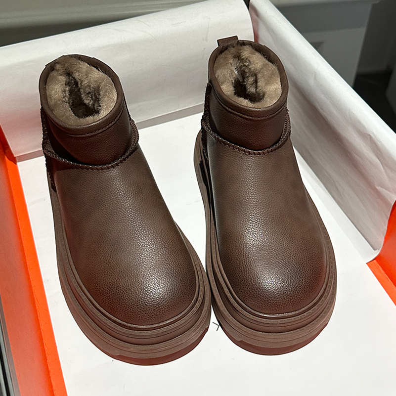 a414 时尚真皮厚底雪地靴