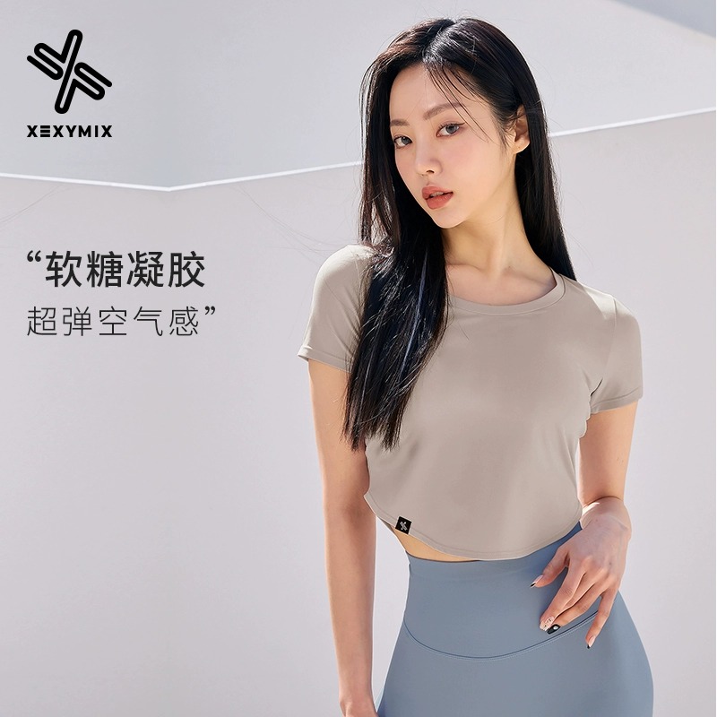 【有无瑜伽】XEXYMIX显瘦修身露脐运动健身短袖T恤XT4355G