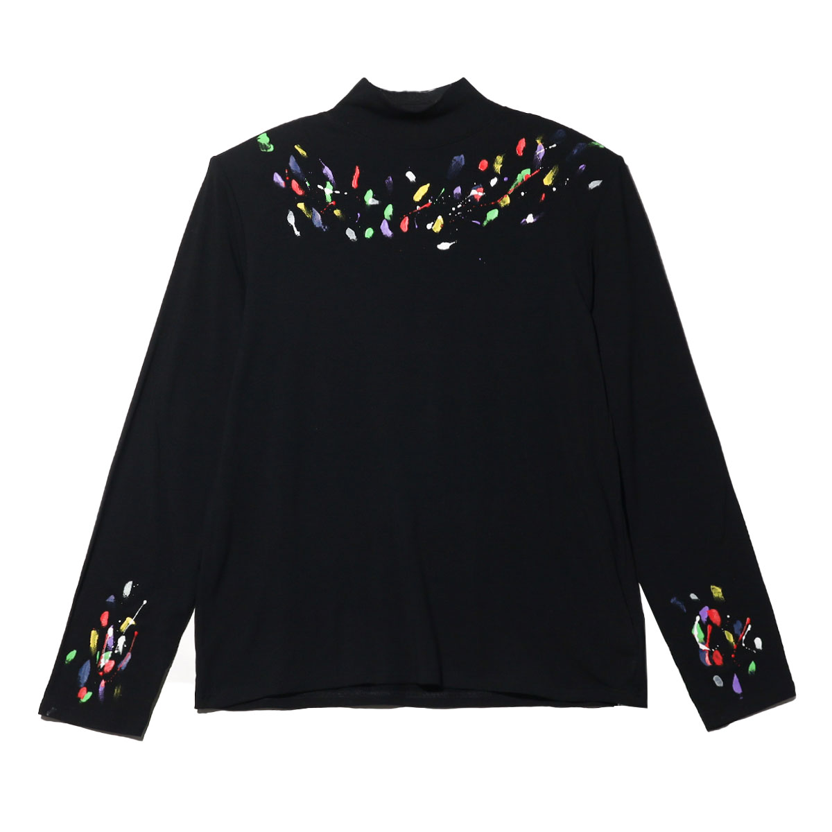 T444涂鸦卫衣男女同款半高领长袖时尚黑色宽松圆领套头修身百搭