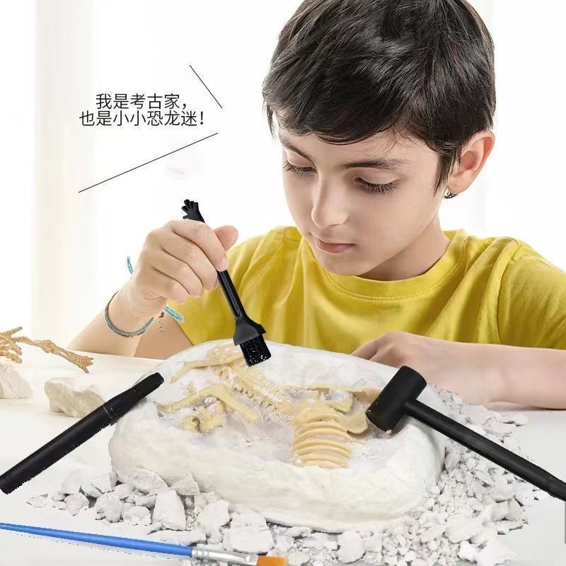 DL考古挖掘恐龙石膏挖掘敲打挖掘拼装